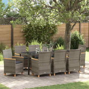 Tuinset 9-delig poly rattan grijs
