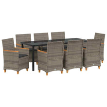 Tuin eettafelset 9 pcs Grijs poly rattan