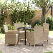 Tuin eettafelset poly rattan beige 4 personen