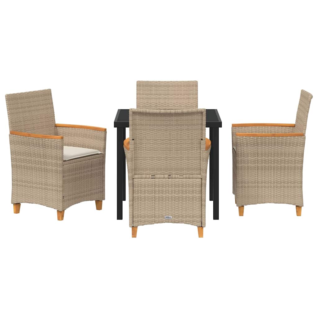 Tuin eettafelset 5 pcs Beige poly rattan