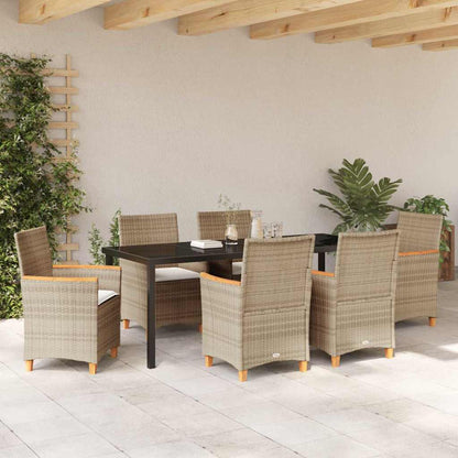 Tuin Eetset 7 pcs Beige poly rattan