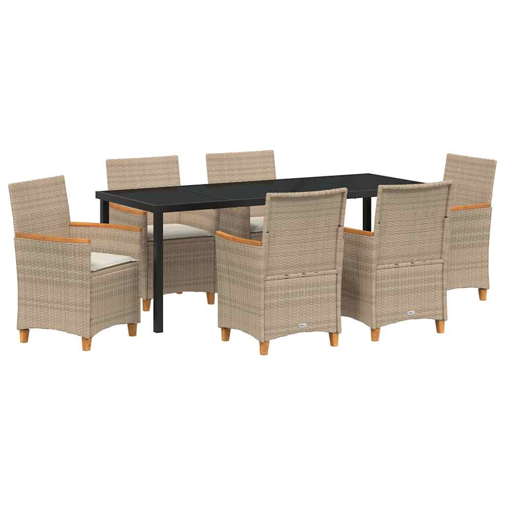 Tuin Eetset 7 pcs Beige poly rattan