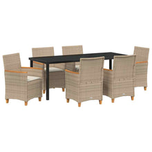 Tuin Eetset 7 pcs Beige poly rattan
