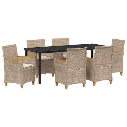 Tuin Eetset 7 pcs Beige poly rattan