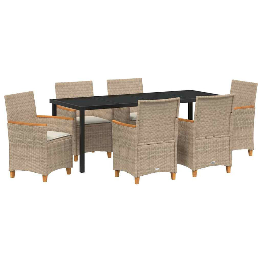 Tuin Eetset 7 pcs Beige poly rattan