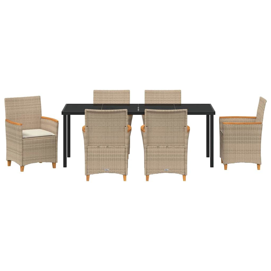 Tuin Eetset 7 pcs Beige poly rattan