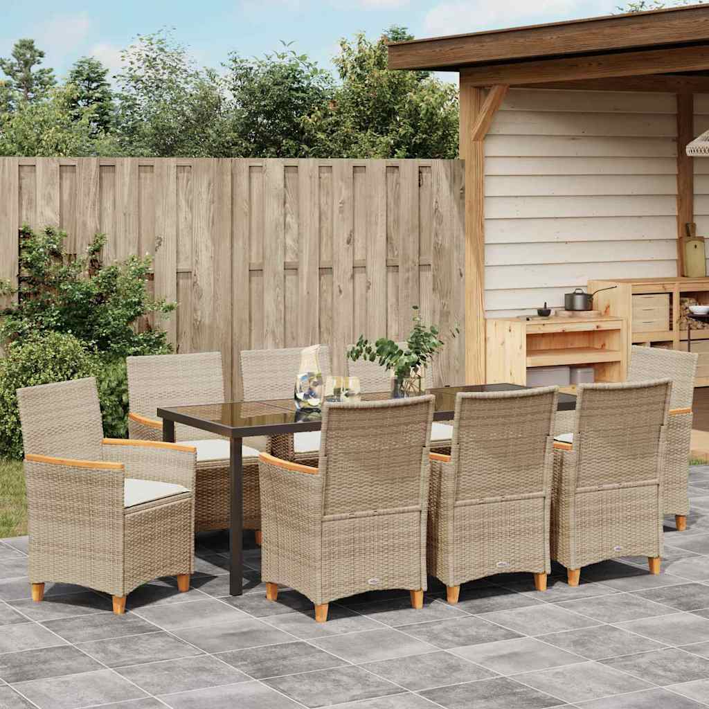 Tuin Eetset 9 pcs Beige poly rattan