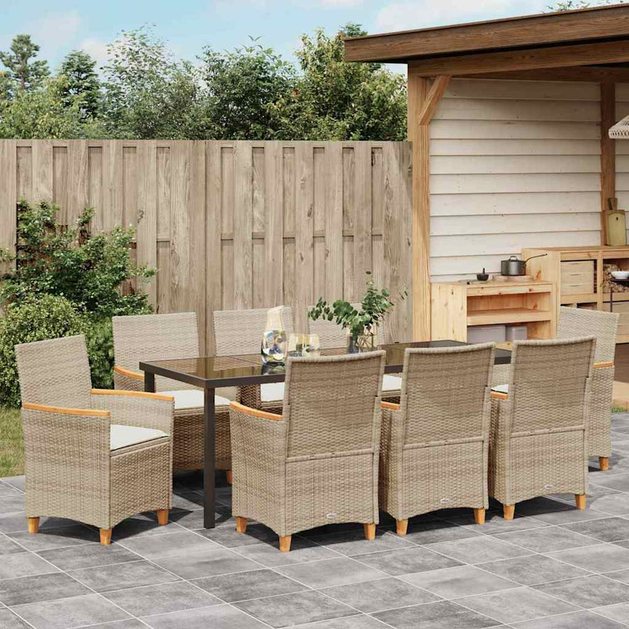 Tuin Eetset 9 pcs Beige poly rattan
