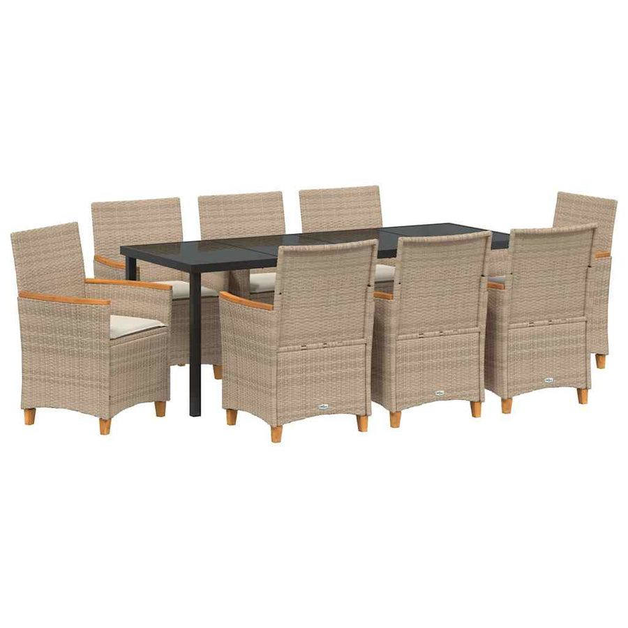 Tuin Eetset 9 pcs Beige poly rattan