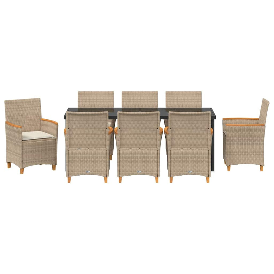 Tuin Eetset 9 pcs Beige poly rattan