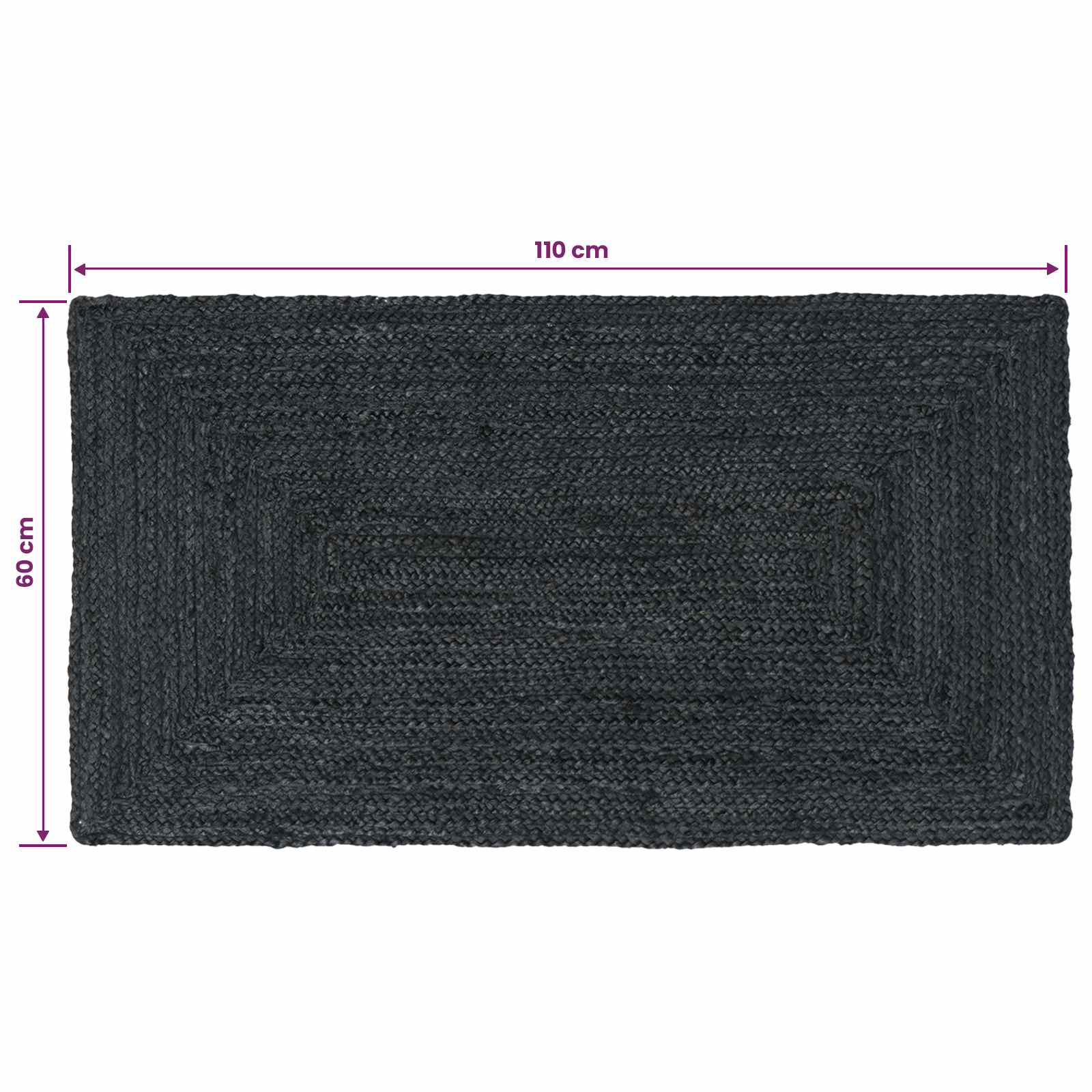 Vloerkleden Rechthoekig Donkergrijs 60 x 110 cm Jute