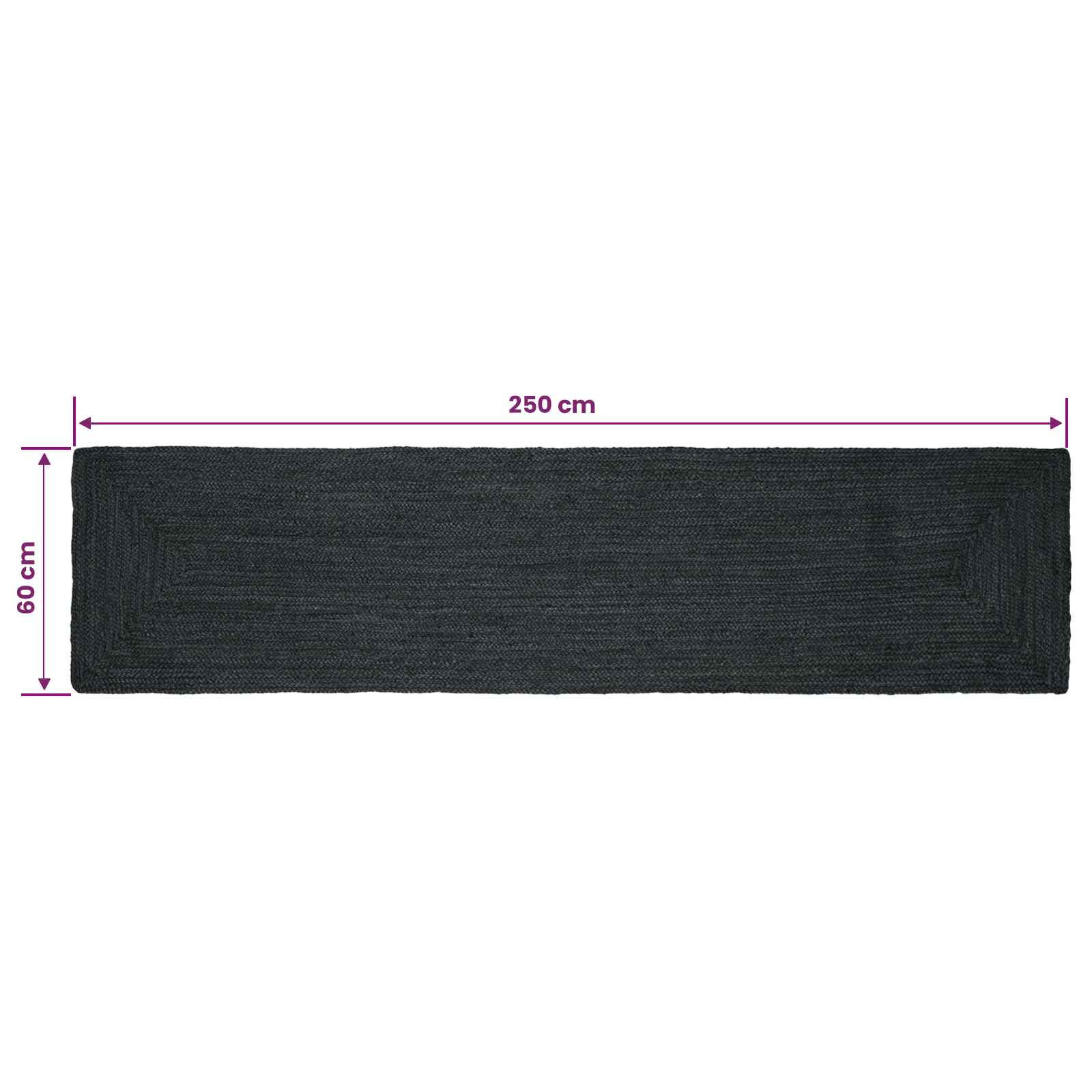 Vloerkleden Rechthoekig Donkergrijs 60 x 250 cm Jute
