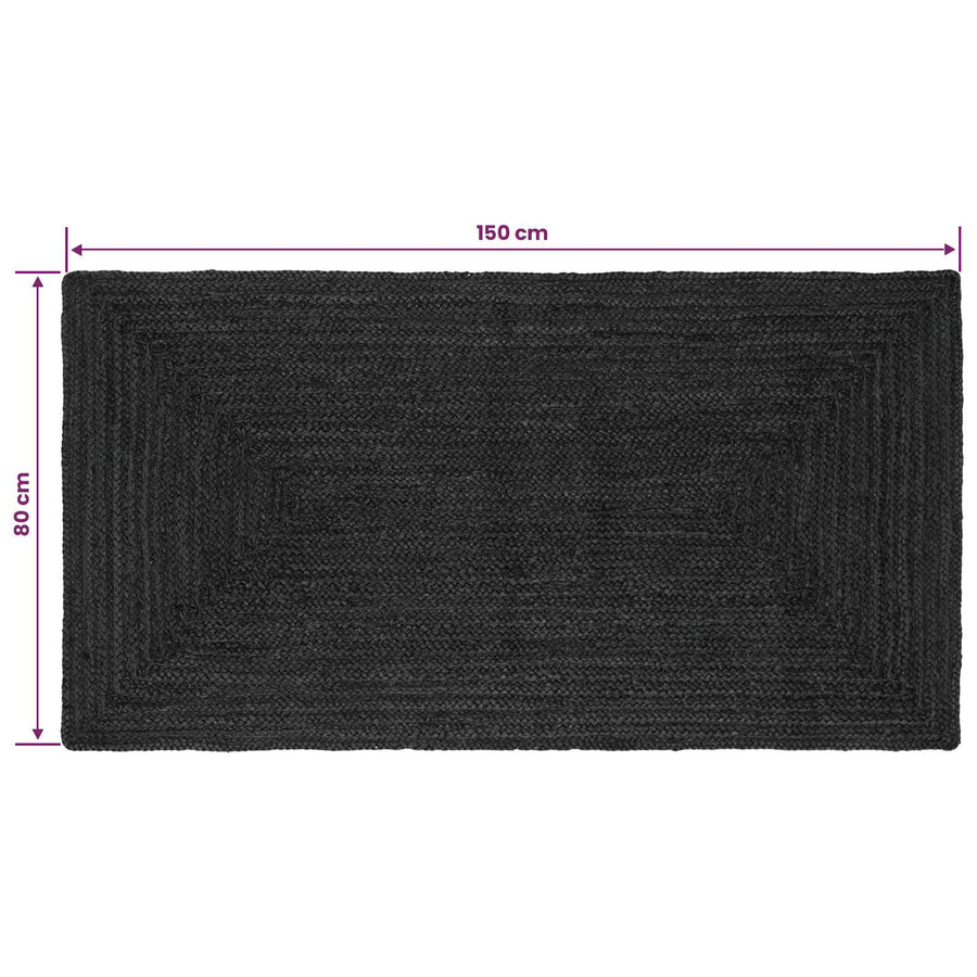 Vloerkleden Rechthoekig Donkergrijs 80 x 150 cm Jute