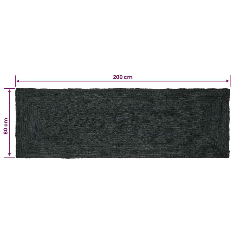 Vloerkleden Rechthoekig Donkergrijs 80 x 200 cm Jute
