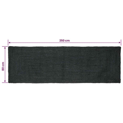 Vloerkleden Rechthoekig Donkergrijs 80 x 250 cm Jute