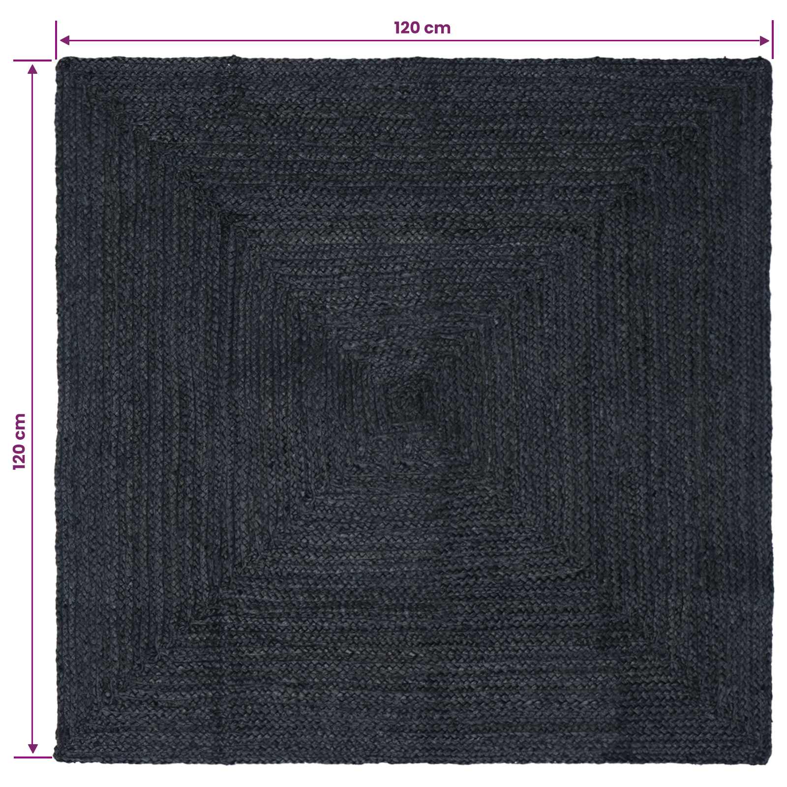 Vloerkleden Rechthoekig Donkergrijs 120 x 120 cm Jute