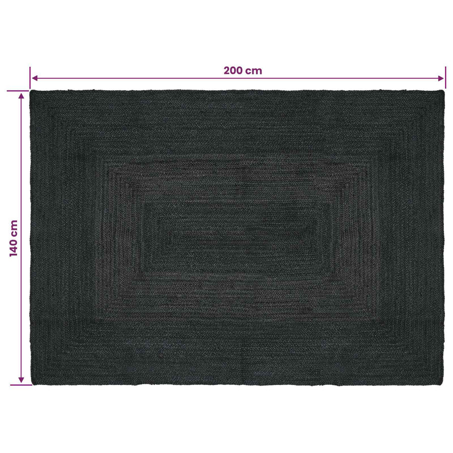 Vloerkleden Rechthoekig Donkergrijs 140 x 200 cm Jute