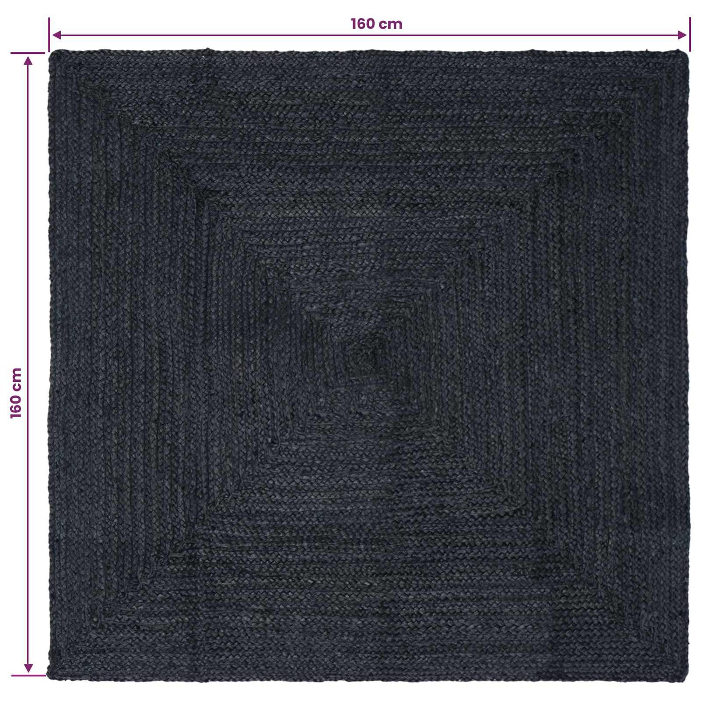 Vloerkleden Vierkant Donkergrijs 160 x 160 cm Jute