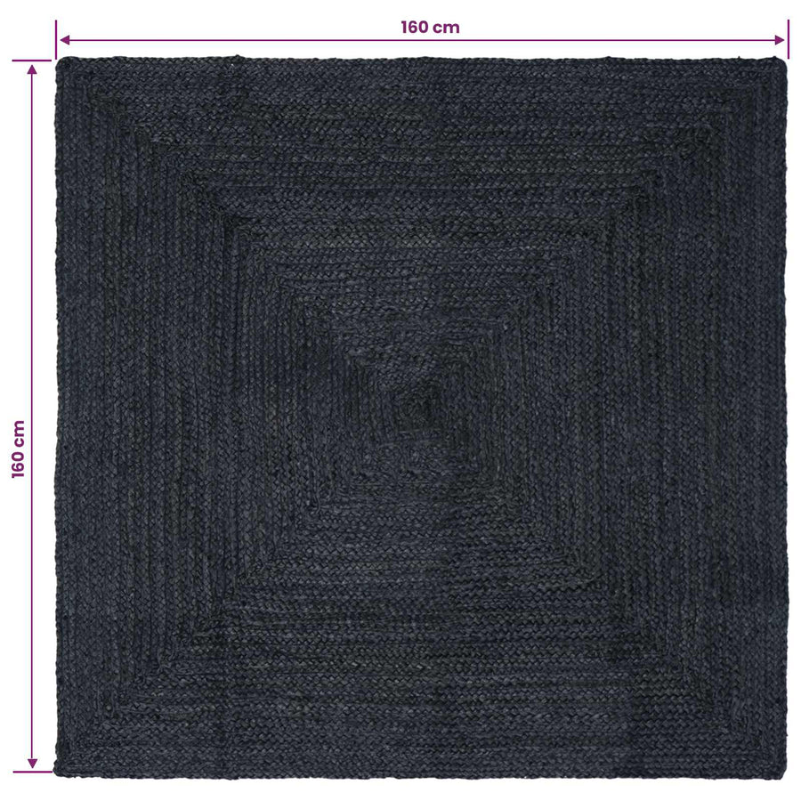 Vloerkleden Vierkant Donkergrijs 160 x 160 cm Jute