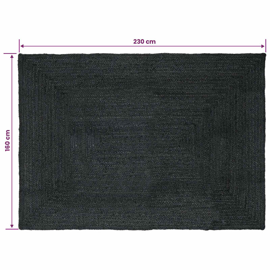 Vloerkleden Rechthoekig Donkergrijs 160 x 230 cm Jute