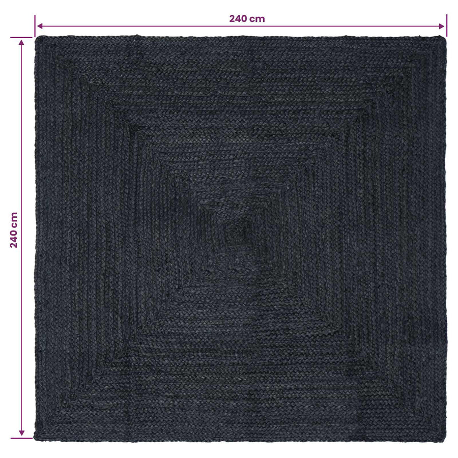 Vloerkleden Vierkant Donkergrijs 240 x 240 cm Jute