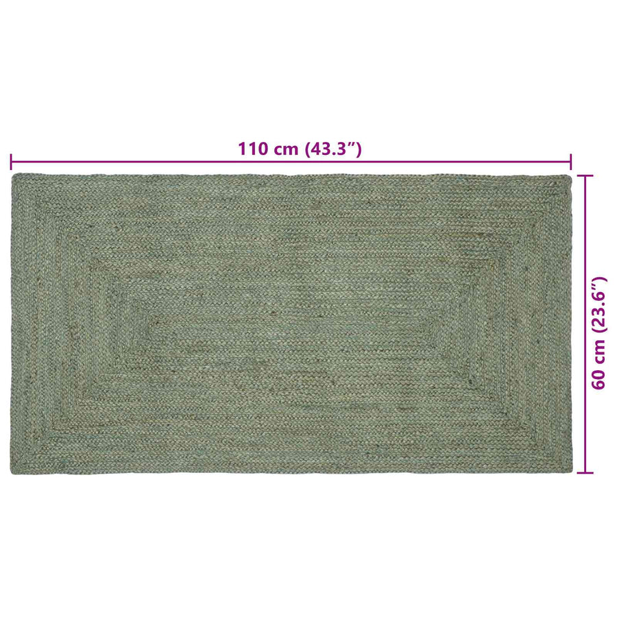 Vloerkleden Rechthoekig Olijfgroen 60 x 110 cm Jute