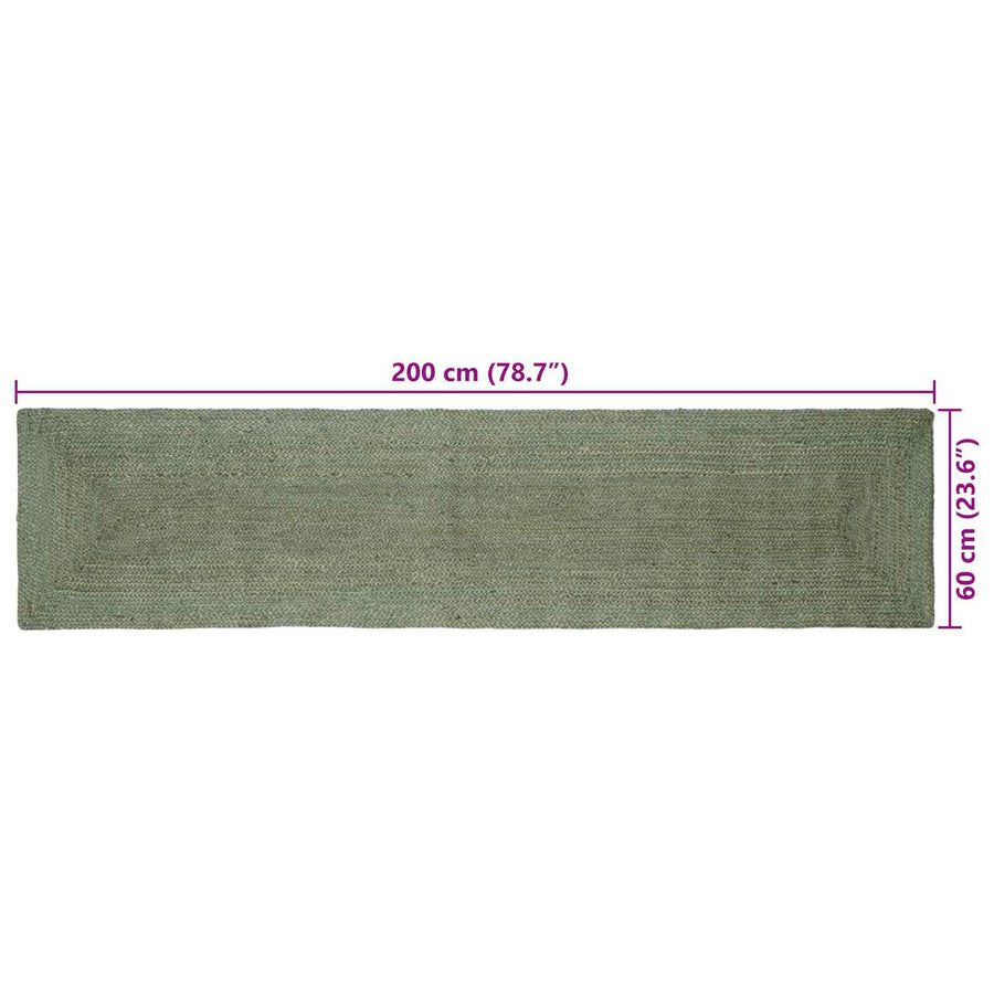 Vloerkleden Rechthoekig Olijfgroen 60 x 200 cm Jute