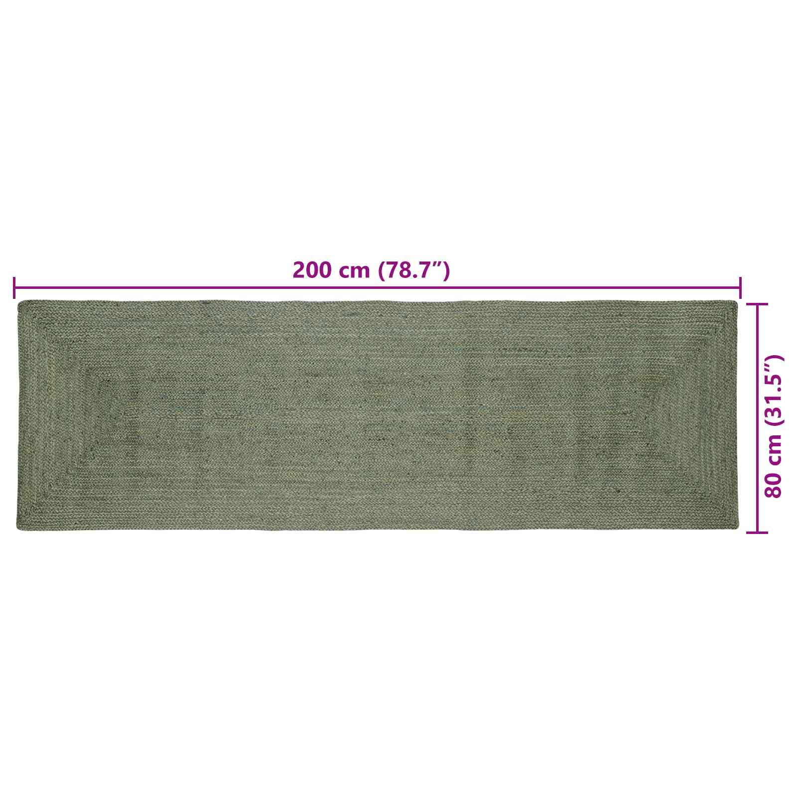 Vloerkleden Rechthoekig Olijfgroen 80 x 200 cm