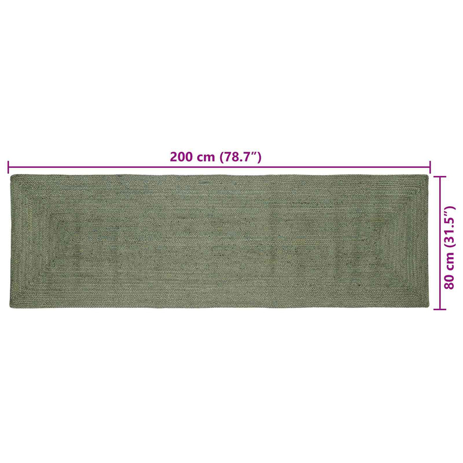 Vloerkleden Rechthoekig Olijfgroen 80 x 200 cm