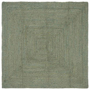 Vloerkleed 120x120 cm olijfgroen gevlochten jute