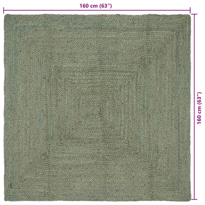 Vloerkleden Rechthoekig Olijfgroen 160 x 160 cm Jute