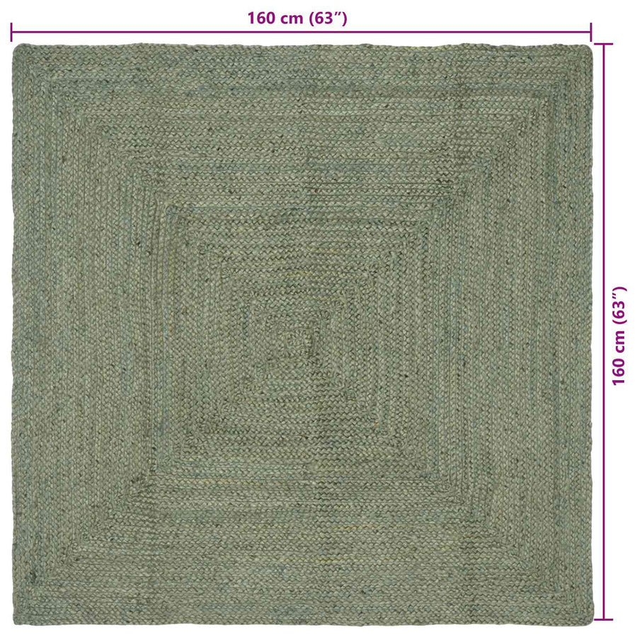 Vloerkleden Rechthoekig Olijfgroen 160 x 160 cm Jute