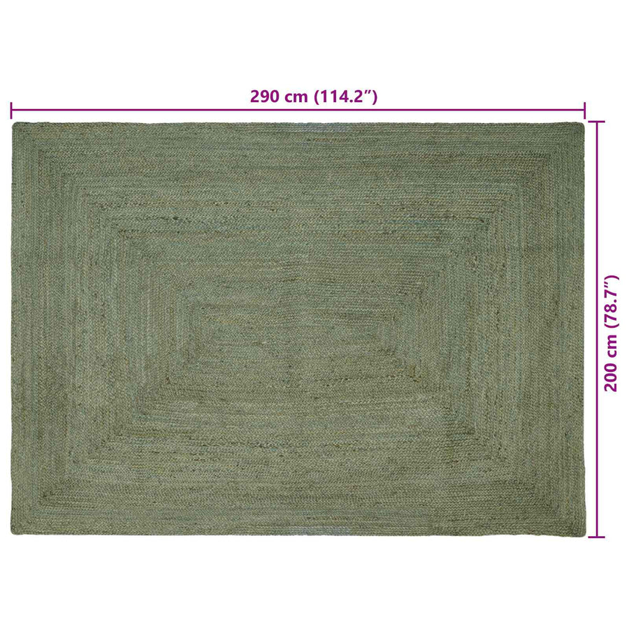 Vloerkleden Rechthoekig Olijfgroen 200 x 290 cm Jute