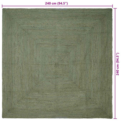 Vloerkleden Vierkant Olijfgroen 240 x 240 cm Jute