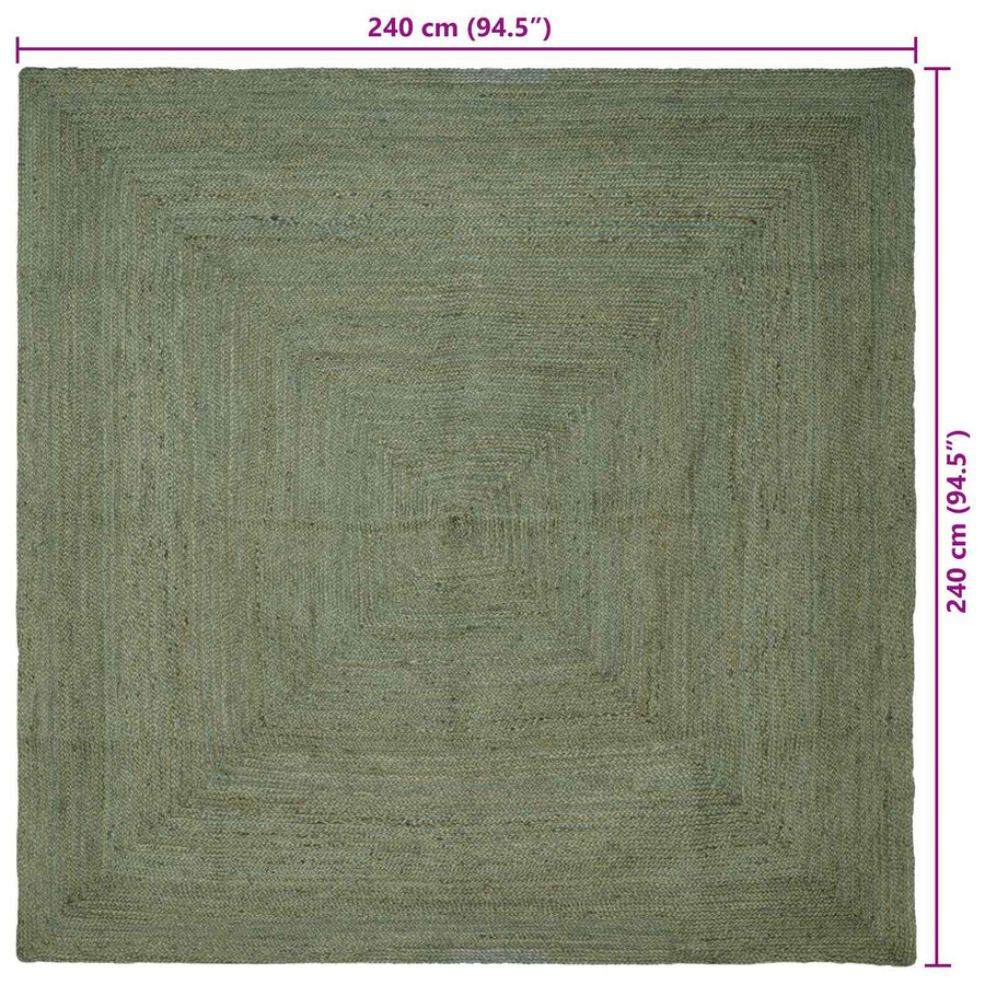 Vloerkleden Vierkant Olijfgroen 240 x 240 cm Jute