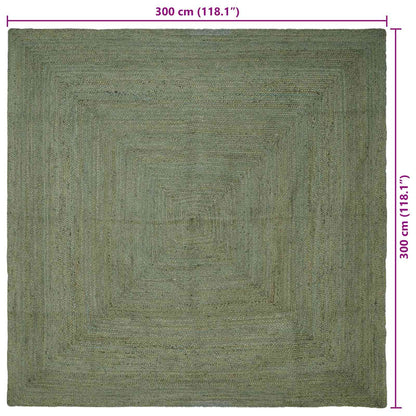 Vloerkleden Vierkant Olijfgroen 300 x 300 cm Jute