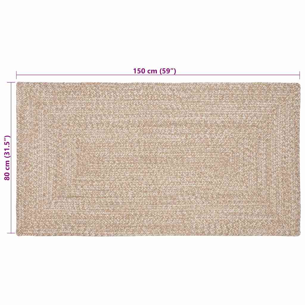 Tapijt Natuurlijk en wit 80 x 150 cm Jute