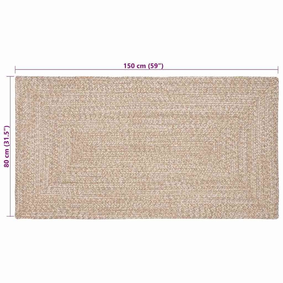Tapijt Natuurlijk en wit 80 x 150 cm Jute