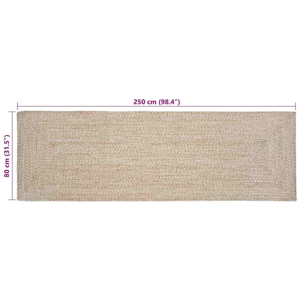 Tapijt Natuurlijk en wit 80 x 250 cm Jute