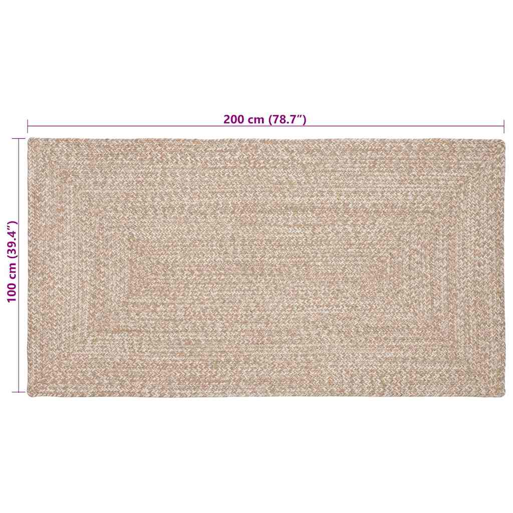 Tapijt Natuurlijk en wit 100 x 200 cm Jute