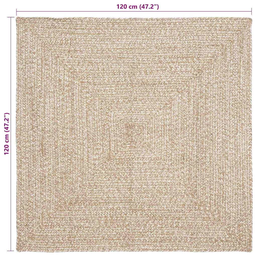 Tapijt Natuurlijk en wit 120 x 120 cm Jute