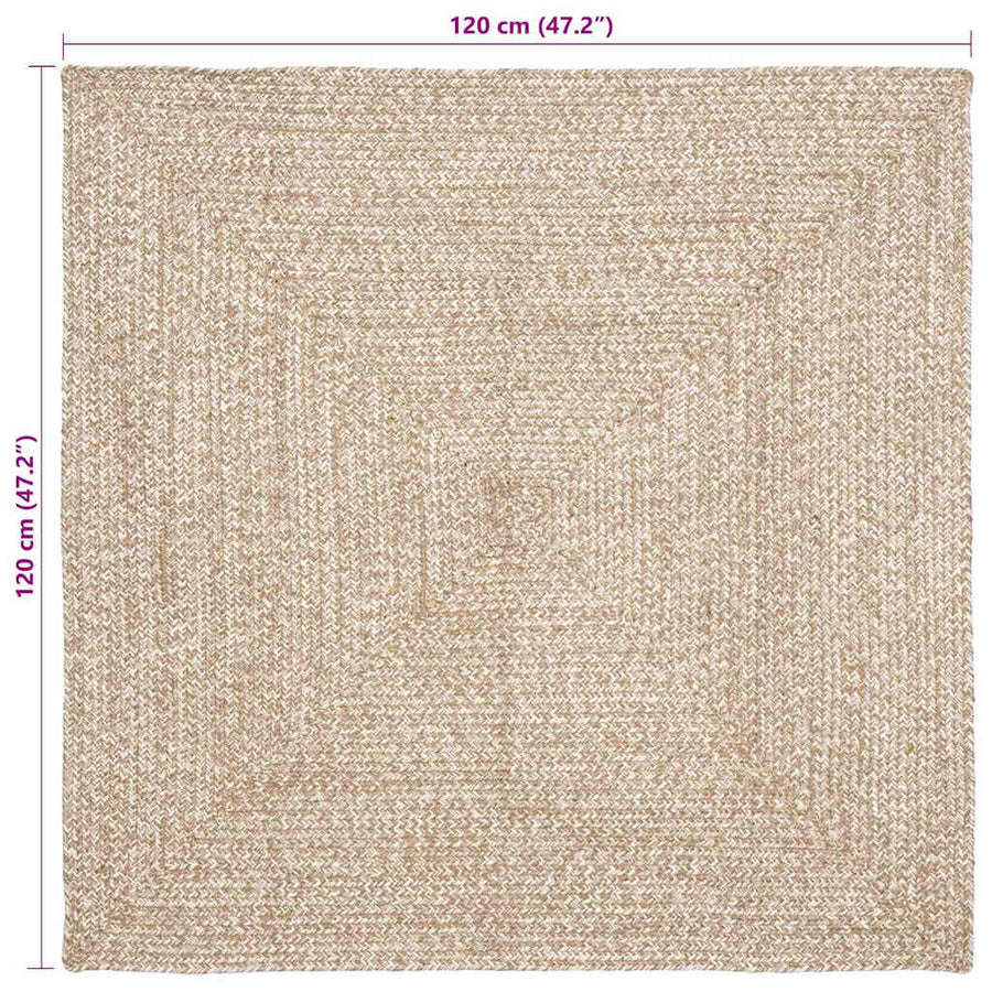 Tapijt Natuurlijk en wit 120 x 120 cm Jute