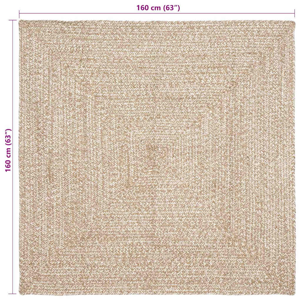 Tapijt Natuurlijk en wit 160 x 160 cm Jute