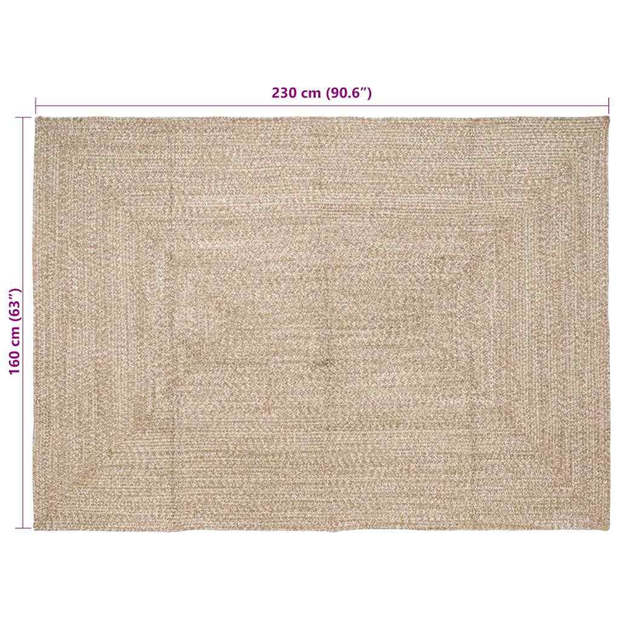 Tapijt Natuurlijk en wit 160 x 230 cm Jute