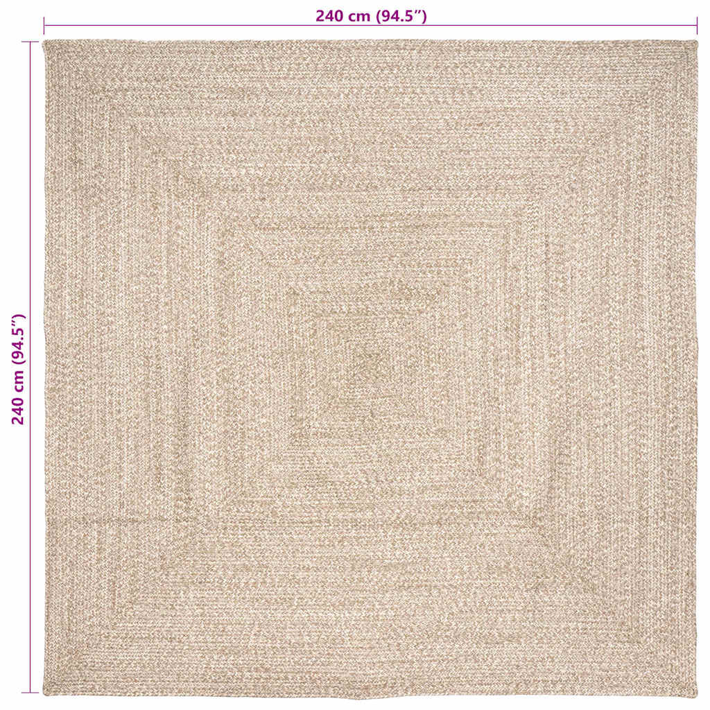 Tapijt Natuurlijk en wit 240 x 240 cm Jute