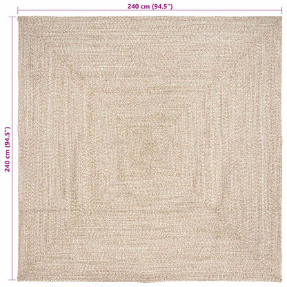 Tapijt Natuurlijk en wit 240 x 240 cm Jute