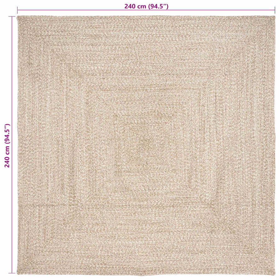 Tapijt Natuurlijk en wit 240 x 240 cm Jute