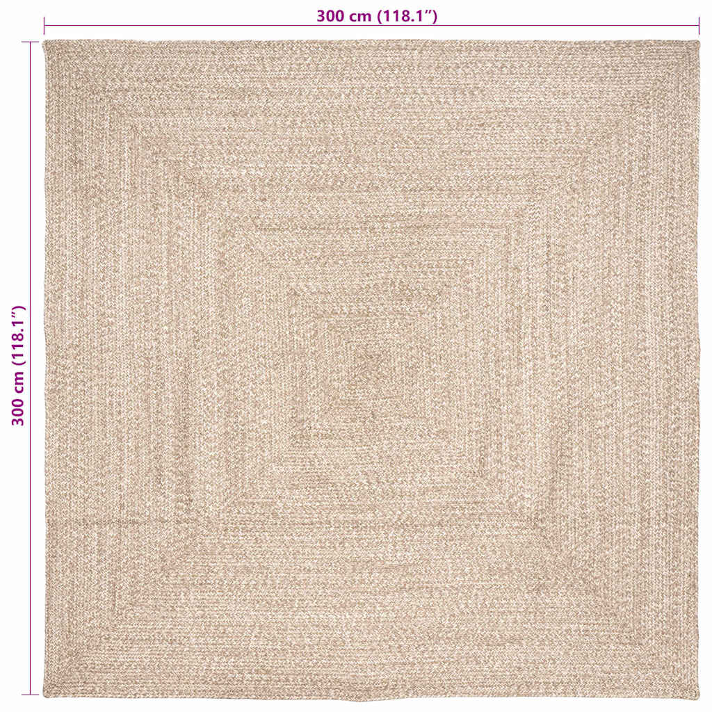 Tapijt Natuurlijk en wit 300 x 300 cm Jute