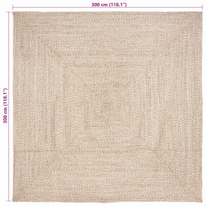 Tapijt Natuurlijk en wit 300 x 300 cm Jute