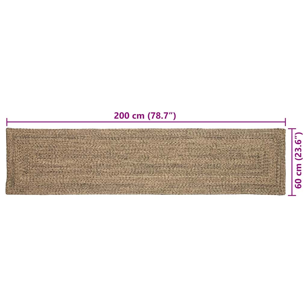 Tapijt Naturel en zwart 60 x 200 cm Jute
